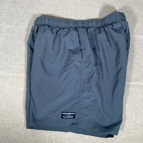 LL Bean Mens Nylon Swim Hiking Shorts Blue Elastic Waist Lightweight Medium - Picture 11 of 14